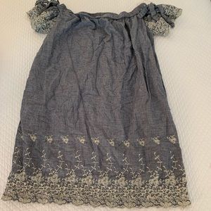 Embroidered off the shoulder baby doll dress!!